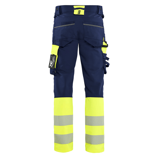 Blaklader 1126 Hi-Vis 4-Way Stretch Kneepad Trousers Navy/Yellow
