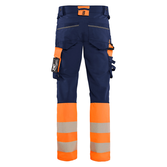Blaklader 1126 Hi-Vis 4-Way Stretch Kneepad Trousers Navy/Orange