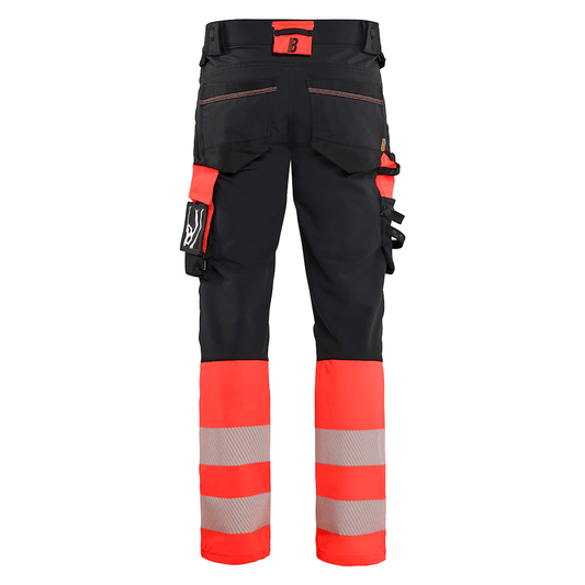 Blaklader 1126 Hi-Vis 4-Way Stretch Kneepad Trousers Black/Red