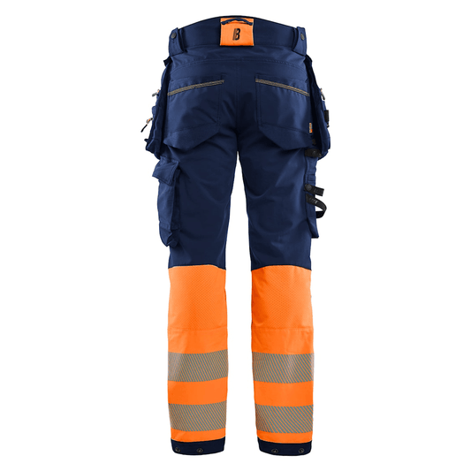 Blaklader 1125 Hi-Vis 4-Way Stretch Kneepad Trousers Navy/Orange
